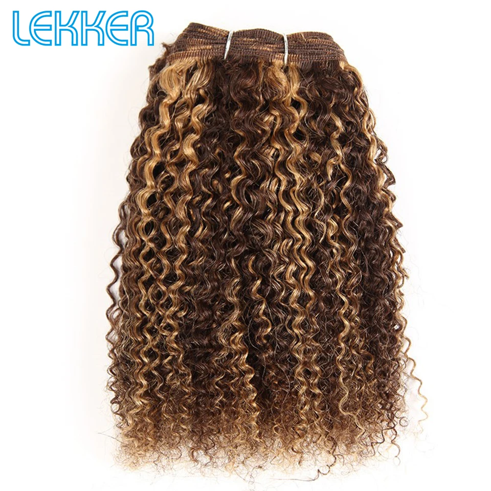 Lekker бразильские человеческие волосы Remy, волнистые, предварительно окрашенные, натуральные, афро кудрявые, волнистые,# P1B, 30 P4-27, цвет фортепиано, Рыжий