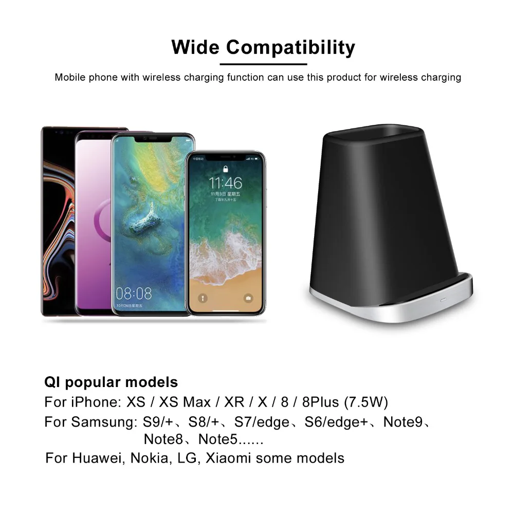 Беспроводное зарядное устройство Qi для iPhone XS Max X XR 8 Plus Samsung Note 9 S9 S8 S7|Зарядные
