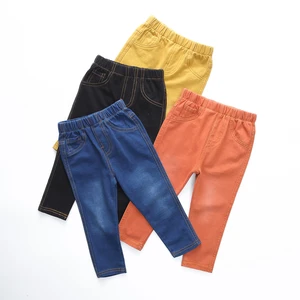 Childrens Knitted Jeans Spring Autumn Girls Cotton Pencil Trousers Boys Stretch Slim Casual Pants