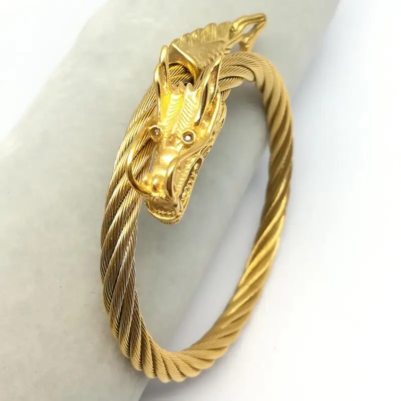 Мужской браслет в стиле панк с открытым покрытием из стальной проволоки унисекс