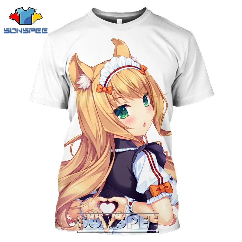 SONSPEE 3D принт Повседневная обувь для мужчин и женщин с коротким рукавом Nekopara