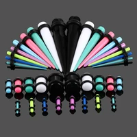 36pcs acrylic ear gauge taper and plug stretching kits mixed color ear expander piercing oreja body piercing jewelry 14g 00g