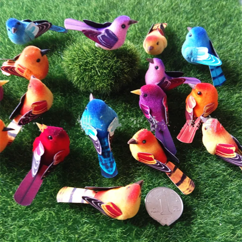 

4pcs Mini bird Simulation Cute Decorative Birds Artificial Foam Bird With Magnet Miniature Wedding Home Garden Decoration
