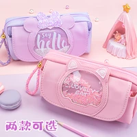 large capacity pencil bag pen case for girls student lovely cat candy color rulers pouch organizer stationery school supplies in