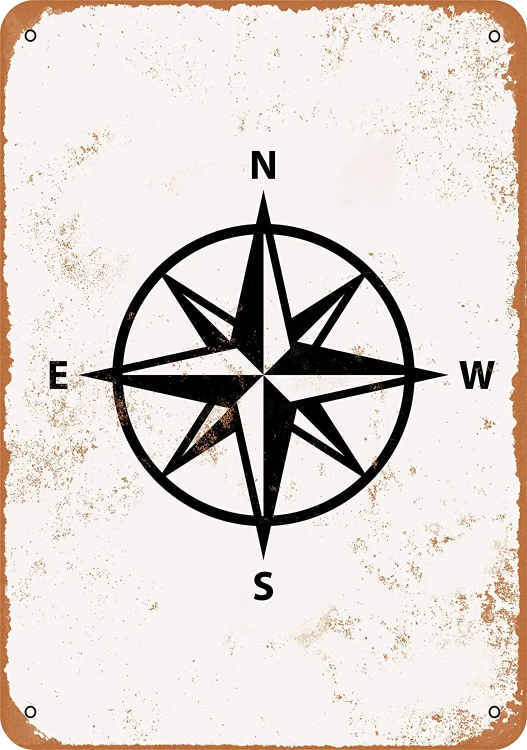 

WallColor 8*12 Metal Sign Compass Vintage Look