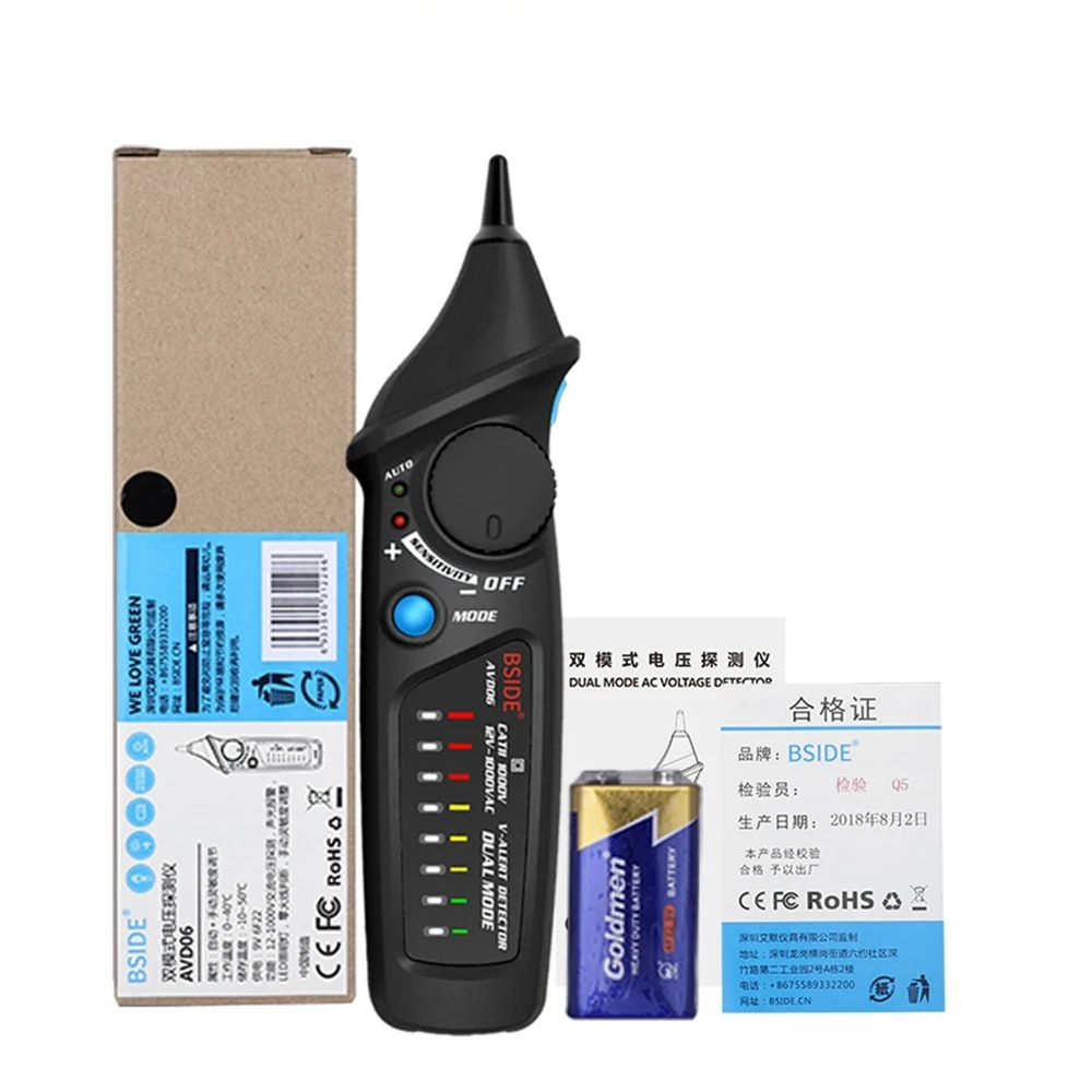 

Non-Contact Voltage detector indicator BSIDE AVD06 Profession Smart test pencil Live/phase wire Breakpoint NCV Continuity Tester