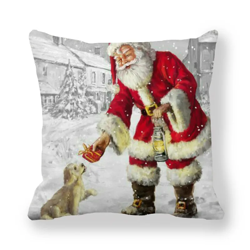 45x45 Рождественский наволочка Санта Клаус хлопка с рисунком собаки