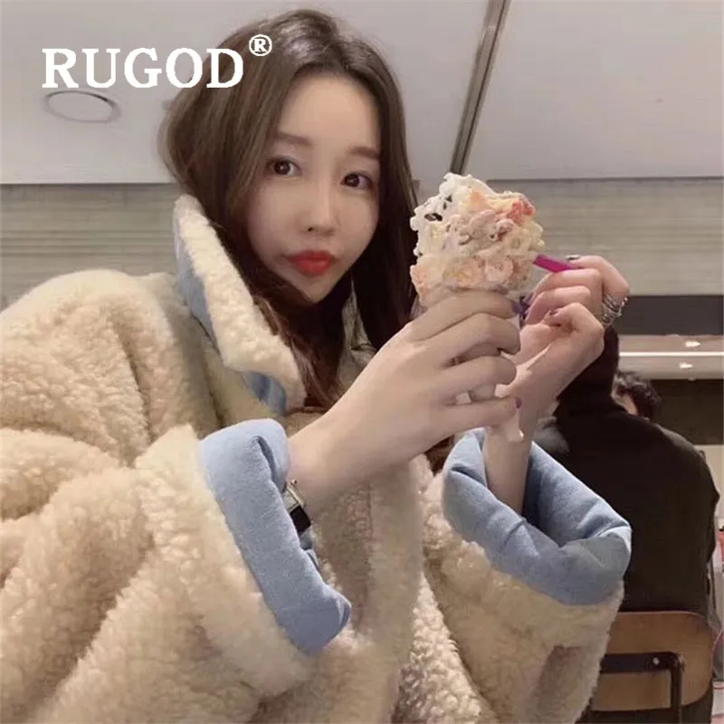 пальто женское RUGOD Модное Длинное толстое из овечьей шерсти элегантное