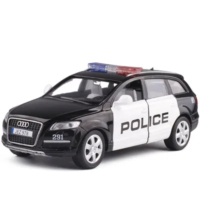Audi Q7, модель из 1:32 сплава, 6 цветов, акустооптика, с оттягивающейся спинкой, Мигающий игрушечный автомобиль, подарок для детей