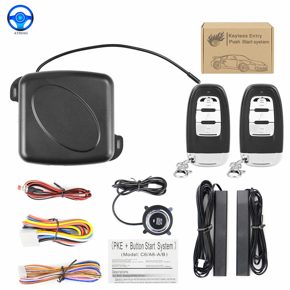 

2021 Auto car keyless entry start system one start stop engine push button vehicle alarm PKE remote start dropshiping