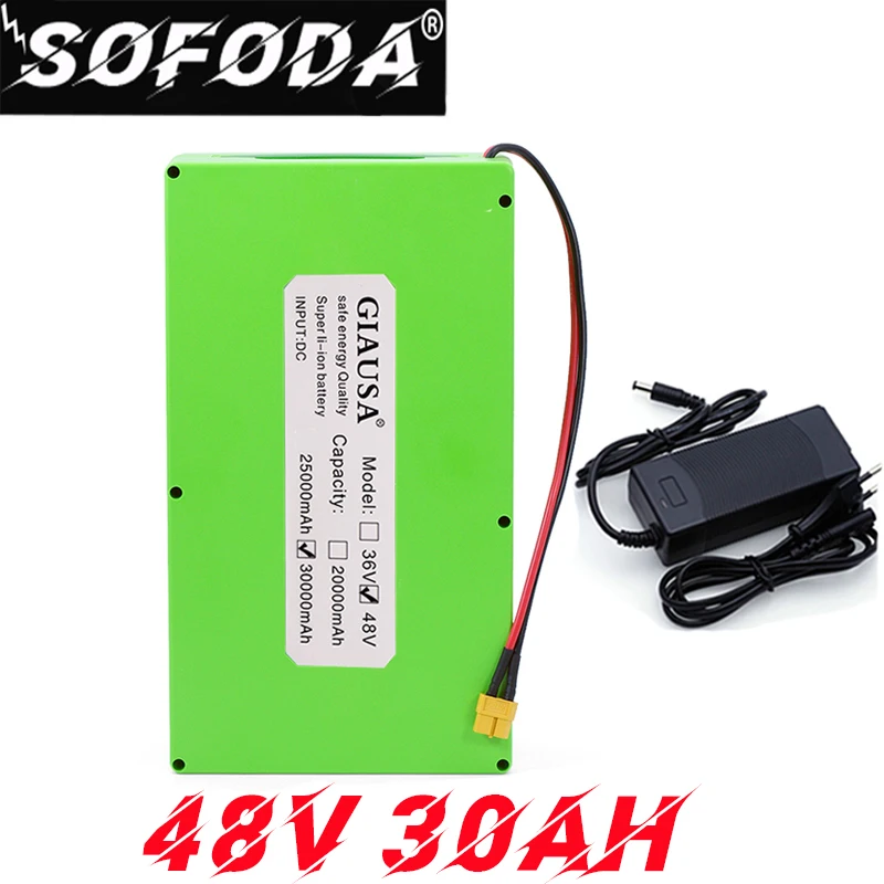 Sofoda 48V/54 6 V 18650 литий ионный аккумулятор 30Ah 2000W Встроенный 30A BMS для электрических