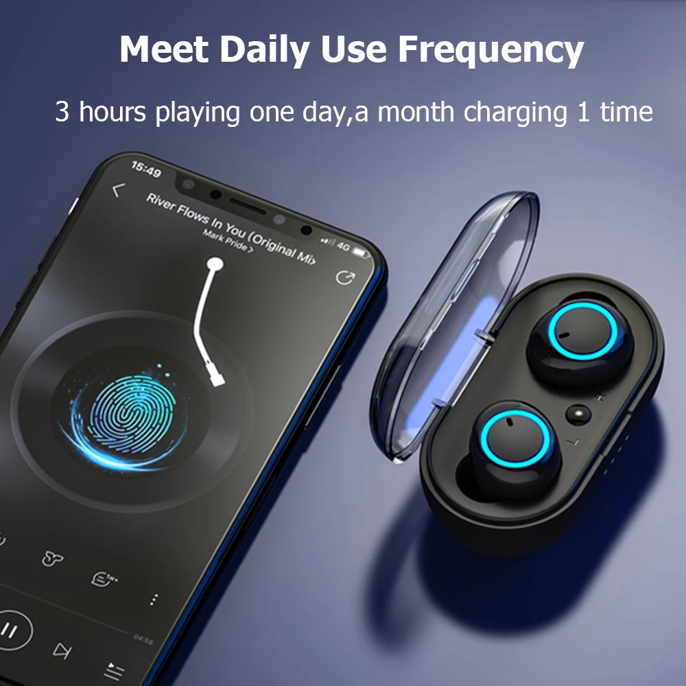 

5.0 TWS Bluetooth Earphones with Charging Box Wireless Headphone 9D Stereo Sports Waterproof Earbuds Headsets With Microphone