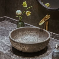 above counter basin antique ceramic art wash basin round retro wash basin chinese style basin single basin household