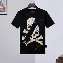 QP Philipp Plein Brand Luxury Mens Round Neck T-shirt Graphs Personality High Quality Hot Drill Split Skull Mens Simple shirt