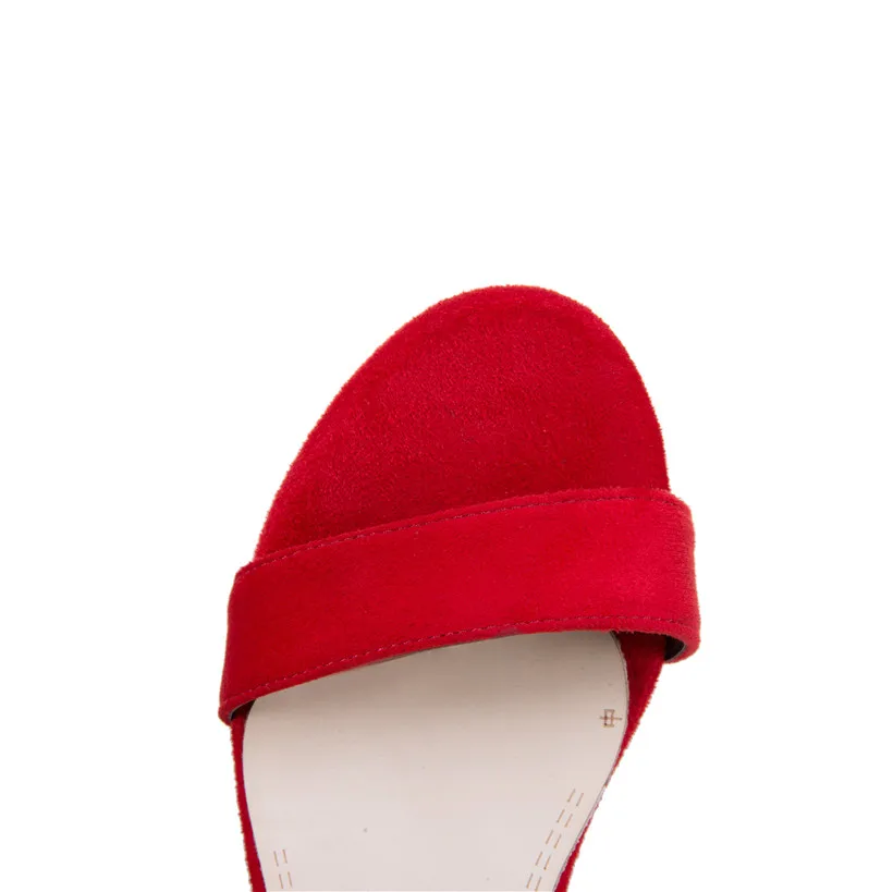 Большие размеры 47 женские босоножки красные синие из флока на среднем квадратном