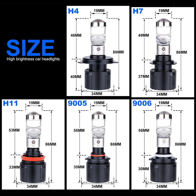 Светодиодные лампы HLXG luces h4 H7 led Mini bi LED прожекторные линзы 12000 лм для автомобильных