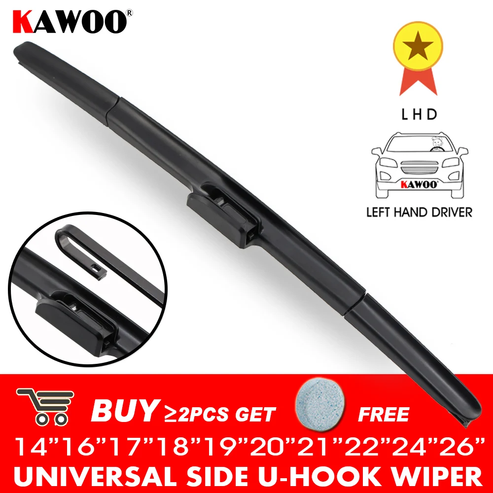 

Car Wiper Blade Universal Side U Hook 14"16"17"18"19"20"21"22"24"26" Windscreen Windshield Rubber Wipers Auto Accessories 1PCS