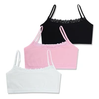 3pclot cotton dot lace bras kids girls sports training chid underwear crop top 8 14 years