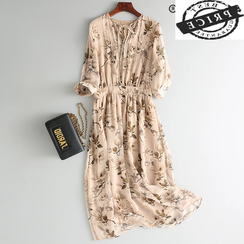 

Женское винтажное платье из натурального шелка, длинное вечернее платье в Корейском стиле, S022