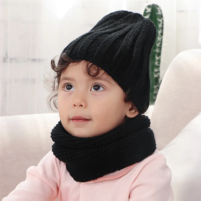 

Разноцветная вязаная шапка и шарф для детей однотонная акриловая детская шапка с шарфом шапки для девочек и мальчиков шарфы набор зимние ак...