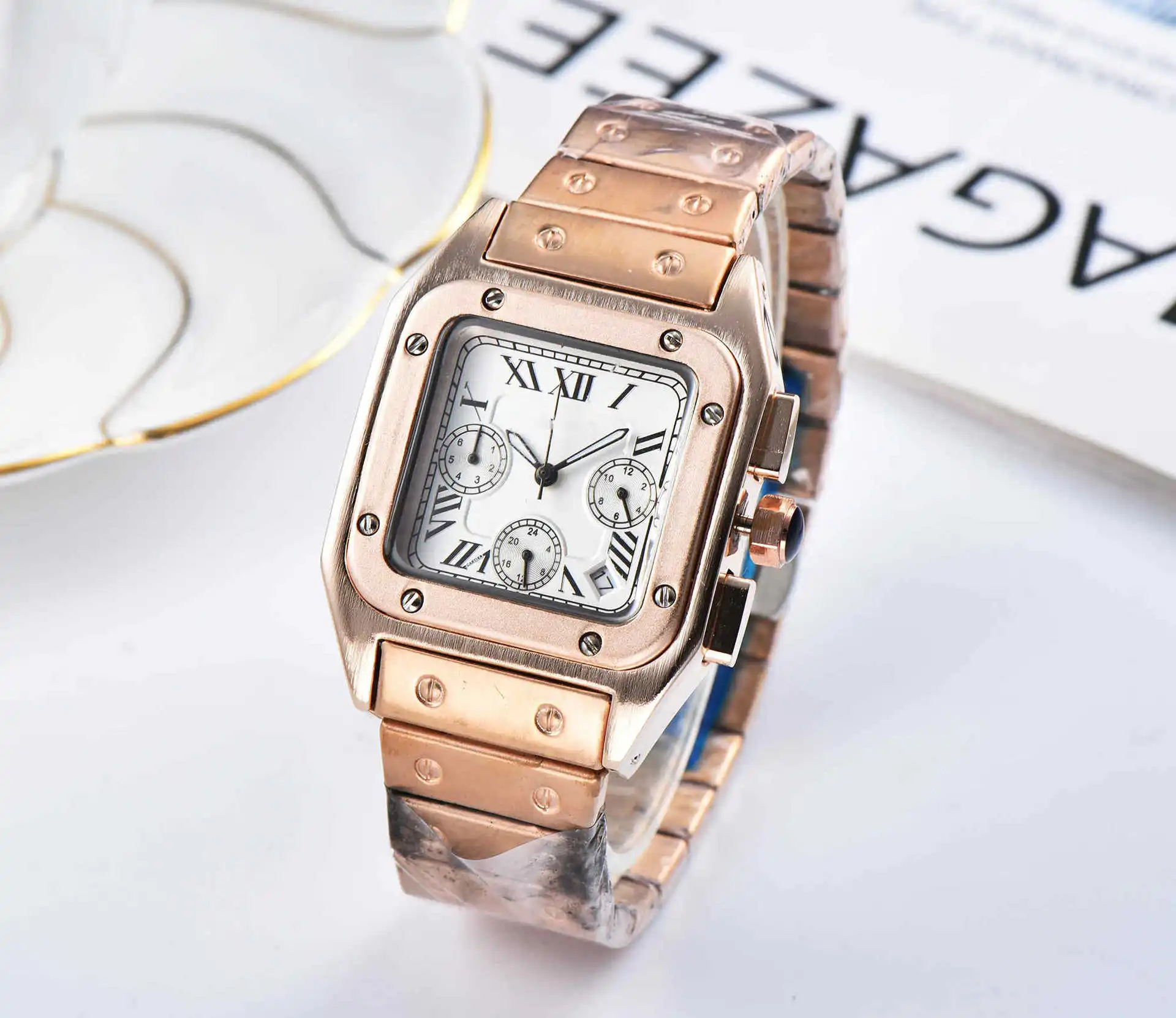 

2021 New Hottest Products AAA Iced Out Watch Mens WatchesTop Brand Luxury Chronograph Quartz Watch Silver Relogio Masculino