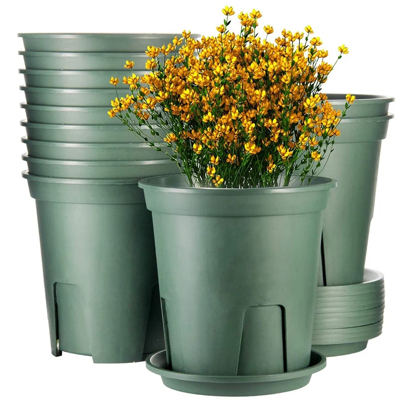 

Plant Pots Indoor 7 Inch,12 Set Plastic Flower Planters with Drainage Hole and Tray Garden Planters