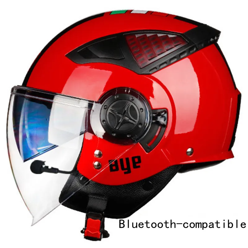 Bluetooth-compatible Open Face  DOT CE Approved Motorcycle Kask Bluetooth Headset Casco Moto Electrical Dual Visor Helmet