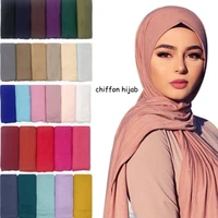 chiffon hijab solid color long scarf women wrap turban islamic shawls headband muslim veil hijabs wrap headscarf islamic scarf