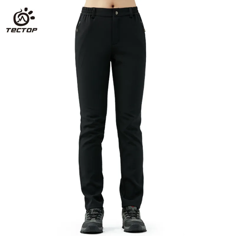 Women black Tectop уличные Мягкие штаны осень зима мужские женские плюс бархатная подкладка толстые теплые брюки новые походные спортивные брюки - Цвет: Women black