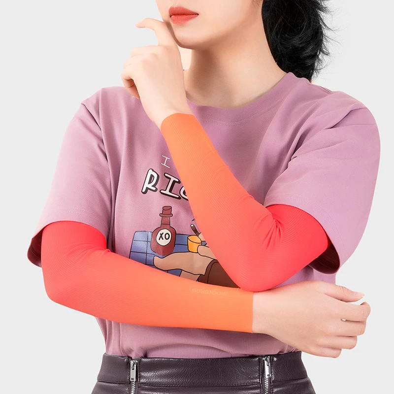 ROCKBROS Cycling Arm Sleeves Sun Protection Anti-UV Ice Silk Seamless Running Basketball Compression Warmer | Спорт и развлечения
