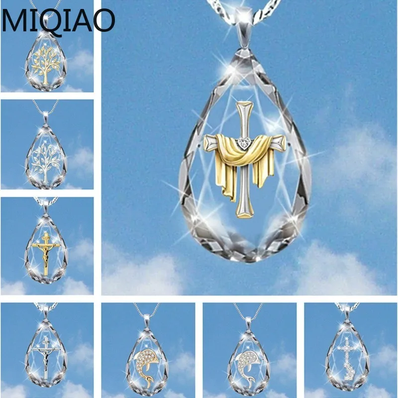 

Women's Lover New Necklace Two Color Necklace Cross Necklace Cross Religious Jewelry Long Necklace