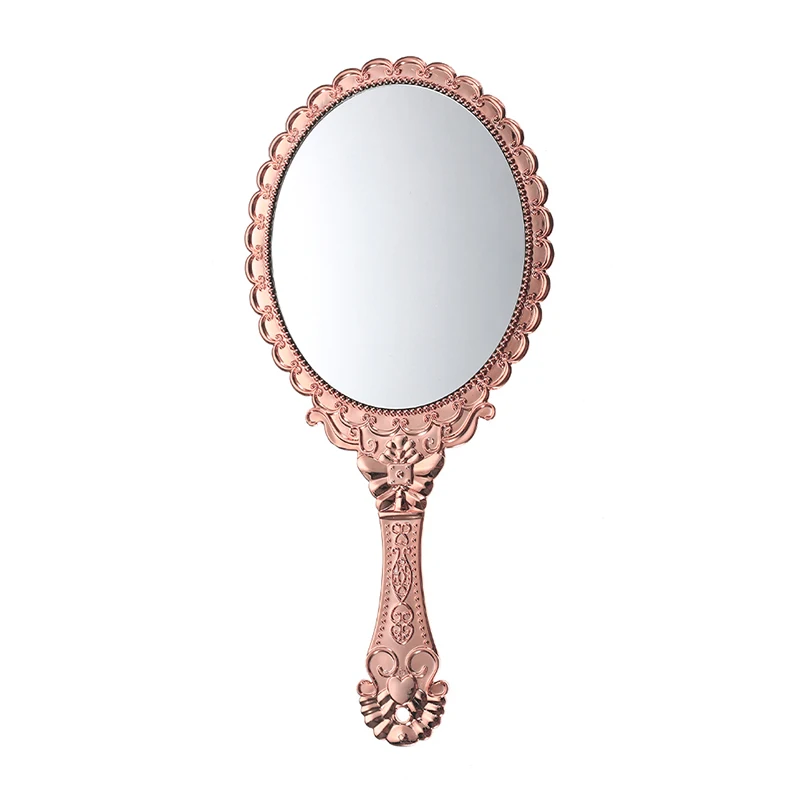 Oval Rose gold Дамское зеркальце пластиковое Дерево Круглый/зубы/прямоугольная форма макияж зеркала Карманное зеркальце Косметика держится для дам красота комод - Цвет: Oval Rose gold