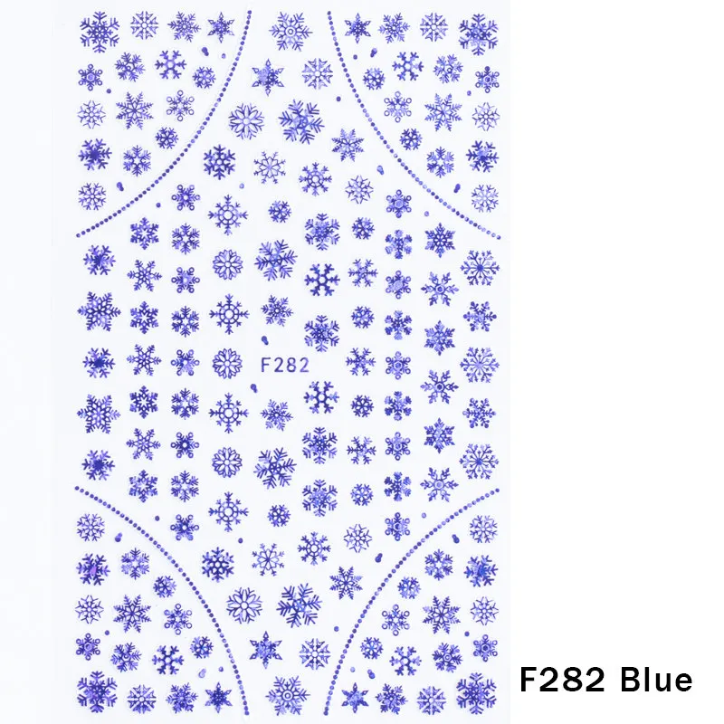 F282 Blue 1 шт рождественские наклейки для ногтей наклейки снежные хлопья рождественские обертывания Снеговик зимние украшения маникюрные инструменты слайдеры F281-284 - Цвет: F282 Blue