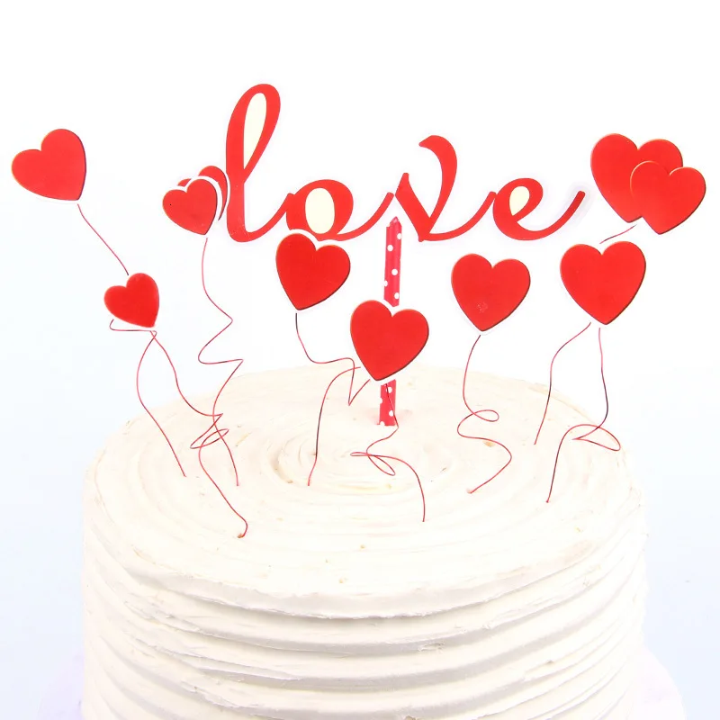 Комплект Топпер для торта с сердечками на день рождения днем День Святого