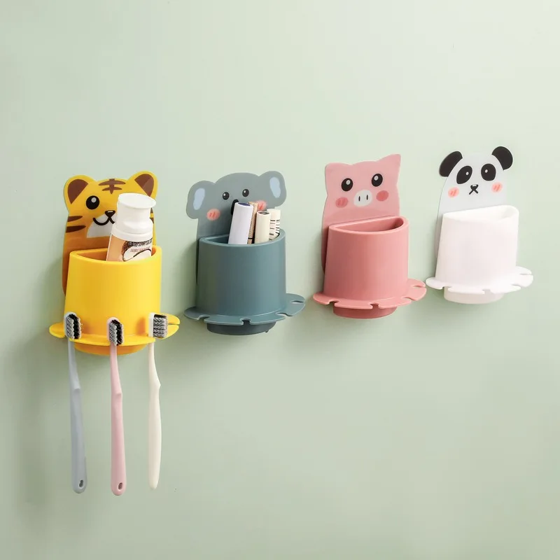 

Biological Toothpaste Box Bathroom Cute Cartoon Non Perforated Toothbrush Rack Multifunctional Wall Mounted Storage Rack