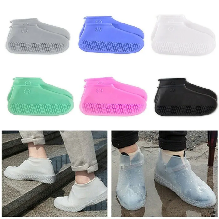1 Pair Reusable Shoe Covers Waterproof Silicone Rain Boots Overshoes Women Men Anti-Slip Outdoor Shoe Protector P7Ding