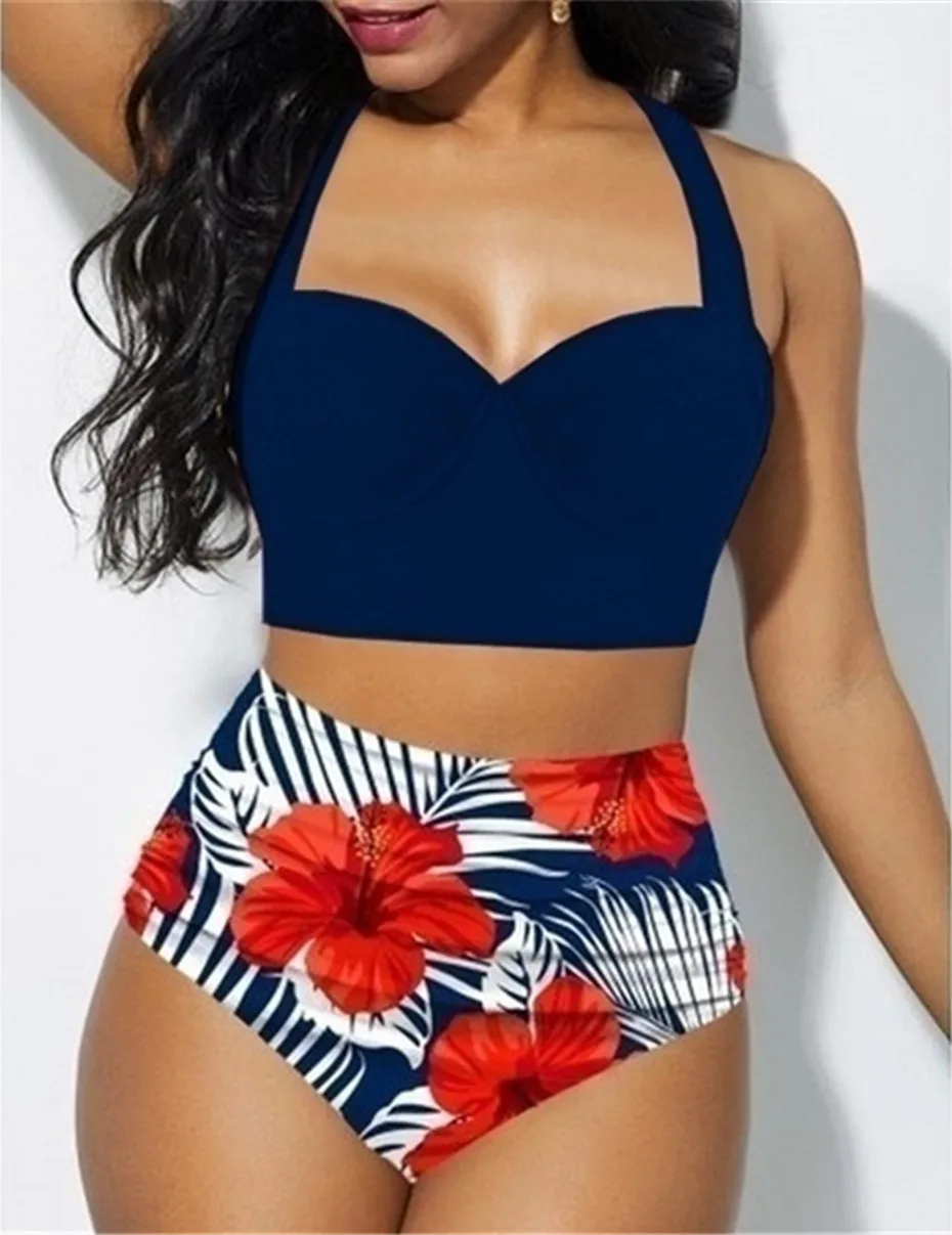 

High Waist Bikini Plus Size Swimwear Women Swimsuit Bikinis 2020 Mujer Monokini Biquini Swimming Suit for Women Bathing Suit