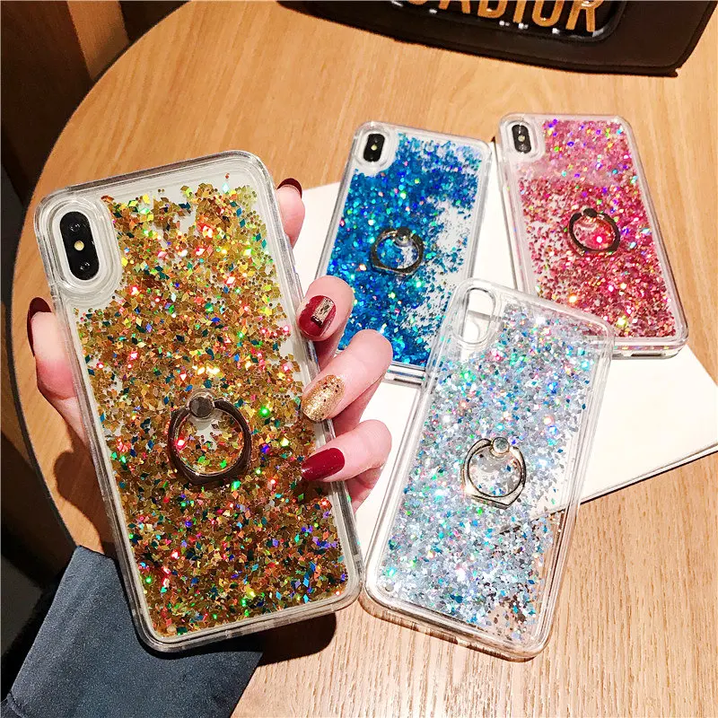 Чехол для телефона с зыбучим песком iPhone X 7 6 6s 8 Plus XS MAX XR динамическими блестками и