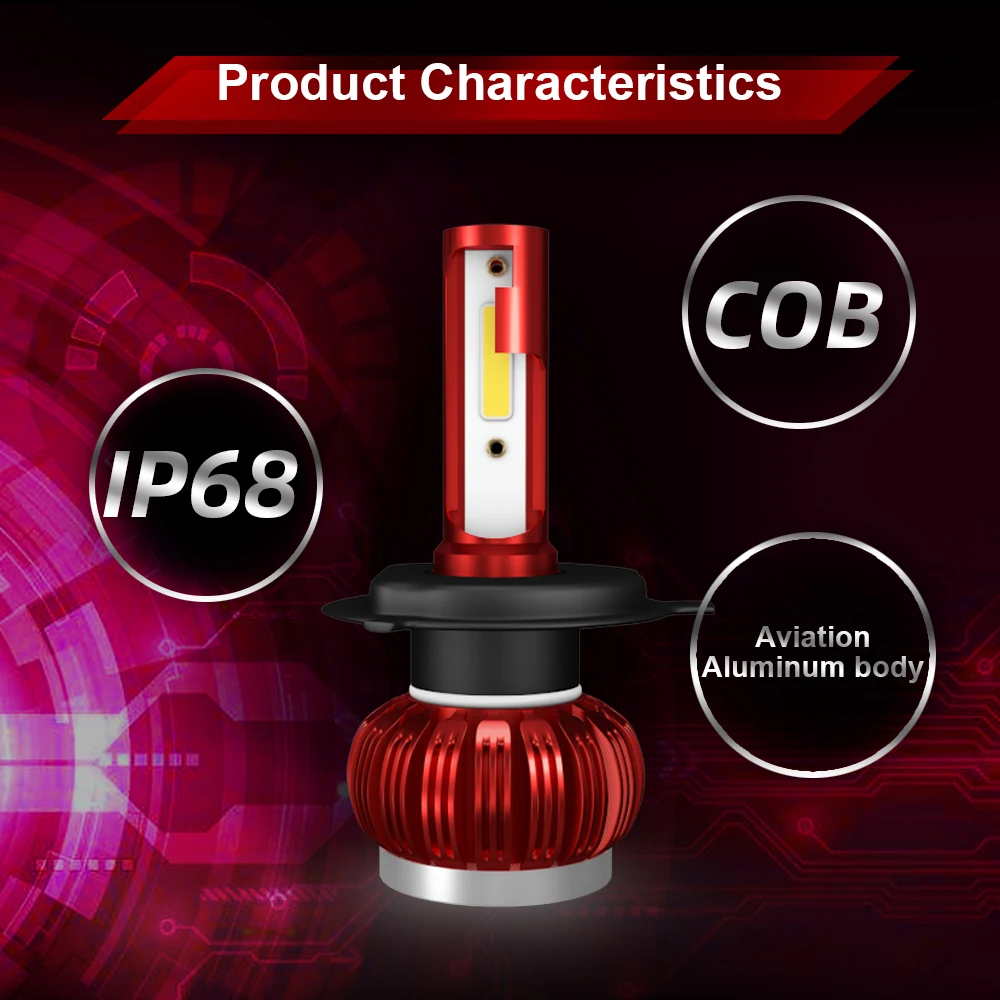 

LED H1 H4 H7 H11 9005 9006 Auto K1 Car Headlight Bulbs 36W 6000LM 6000K For 9V To 36V 200M Lighting for BMW Car Accessories