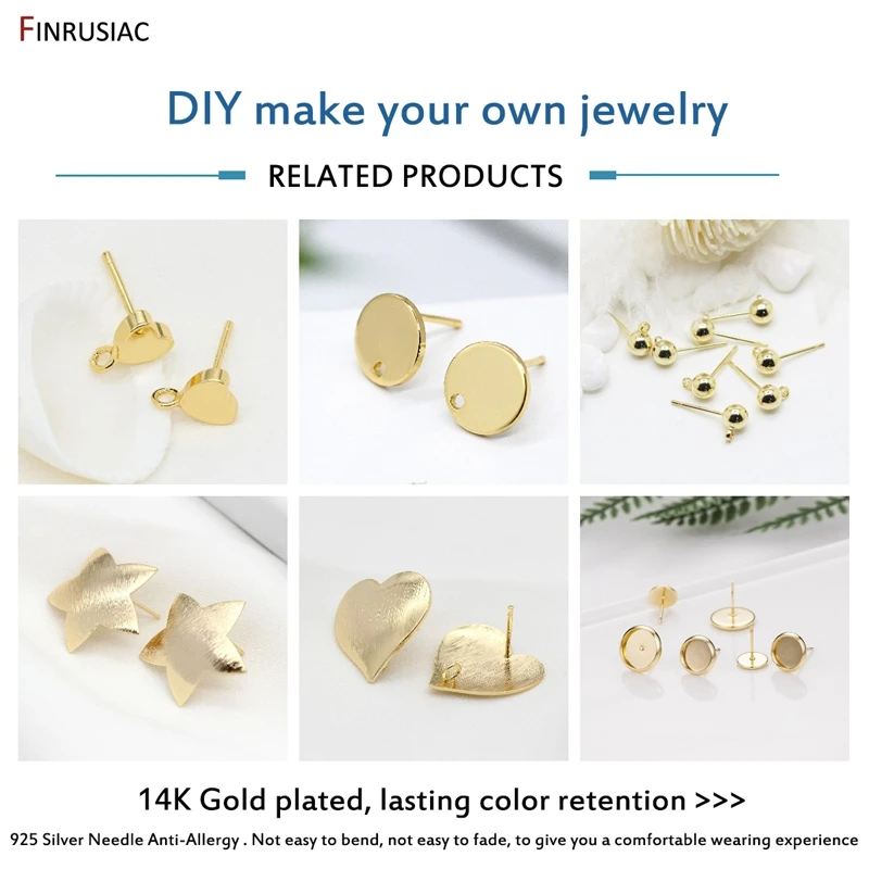 14k gold plated round stud earring findings accessories for diy make earrings jewellery wholesale oorbellen maken | Украшения и
