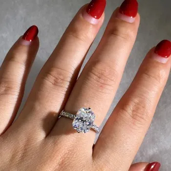 

Best-selling New 18k Platinum-plated Moss Stone Four-claw Princess Square Diamond Ring Refers To Female Marriage Ring R1228