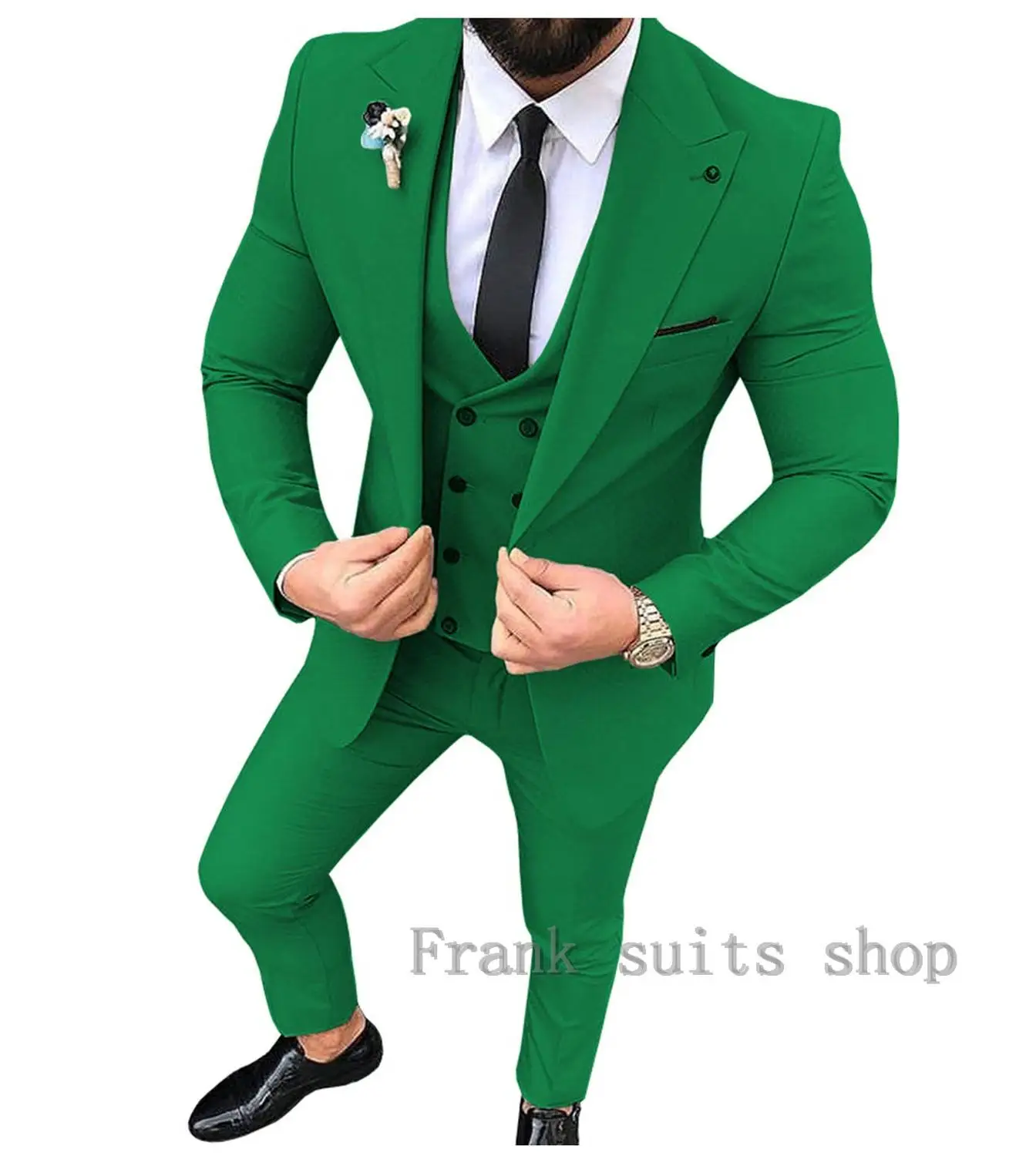 

Новинка 2023, дизайнерский Зеленый мужской костюм, облегающий смокинг из 3 предметов, индивидуальный блейзер для выпускного вечера, мужской блейзер