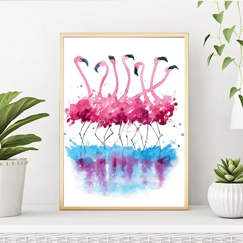 

Modern Animal Poster Dancing Flamingo Picture Canvas Painting Wall Art For Girl Room Decoration Paintings Wall Pictures Print