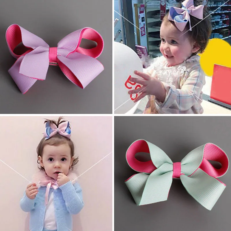 

2 Pcs Bowknot Ribbon Hairpins Hairbow Children Girls Hair Clips Hair Accessories BUTT666