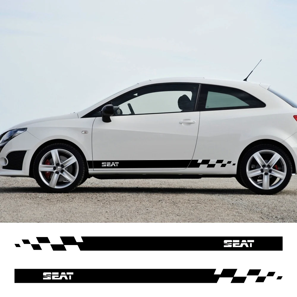 2pcs Side Stripe Car Sticker Vinyl Film Auto Decoration Decals For Seat Leon Ibiza Tarraco Ateca Exeo Tuning Accessories | Автомобили и