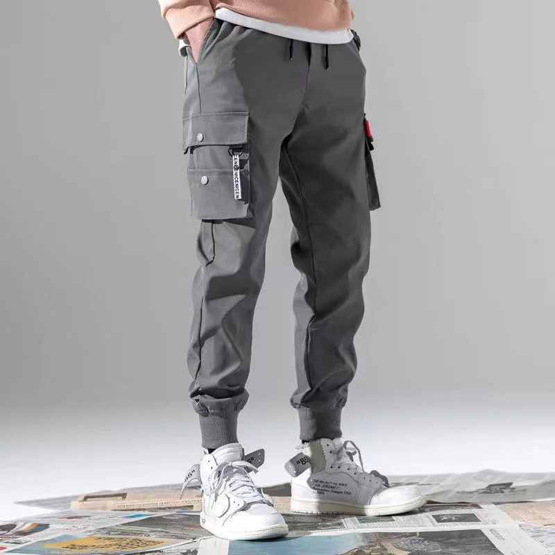 

2021 high quality mens black sports pants, jogging pants, fitness cycling mens small foot pants, high street style overalls
