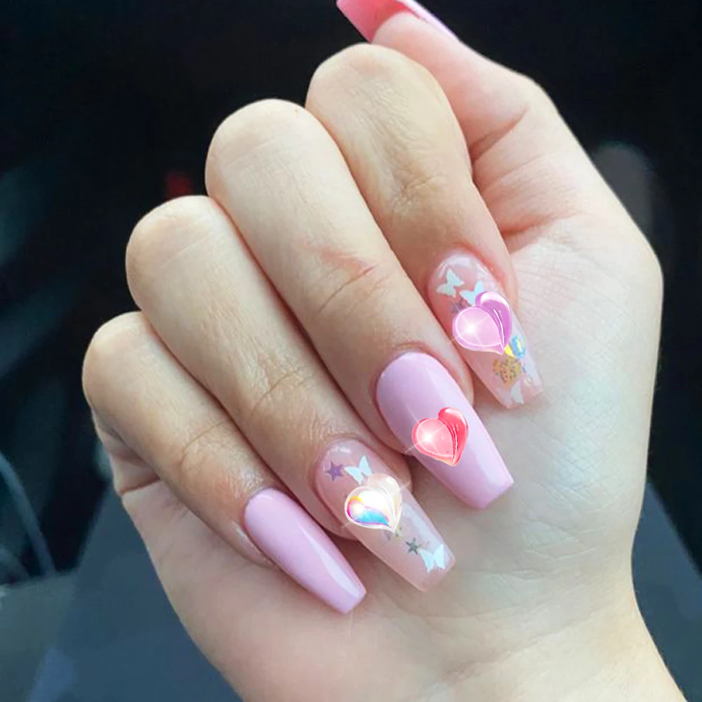 

9*Colors Candy Color Aurora Heart Nail Art Jewelry Love Peach Heart 0.3 Inch Symphony Rhinestone Nail Charms Decoration 20PCS&&*