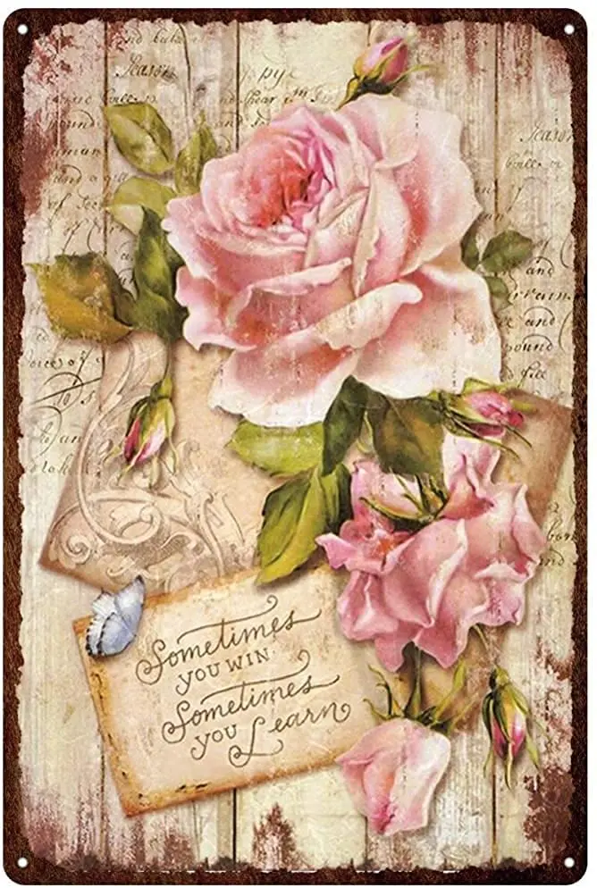 

Flower Vintage Style Metal Sign Iron Painting Home Decoration Accessories Modern Bar Coffee Kitchen Wall Decor Metal 8 X12Inchs