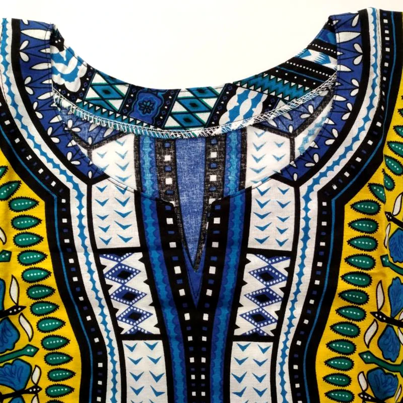 Африканская одежда модная африканская синяя с принтом Дашики богемная желтая 100%