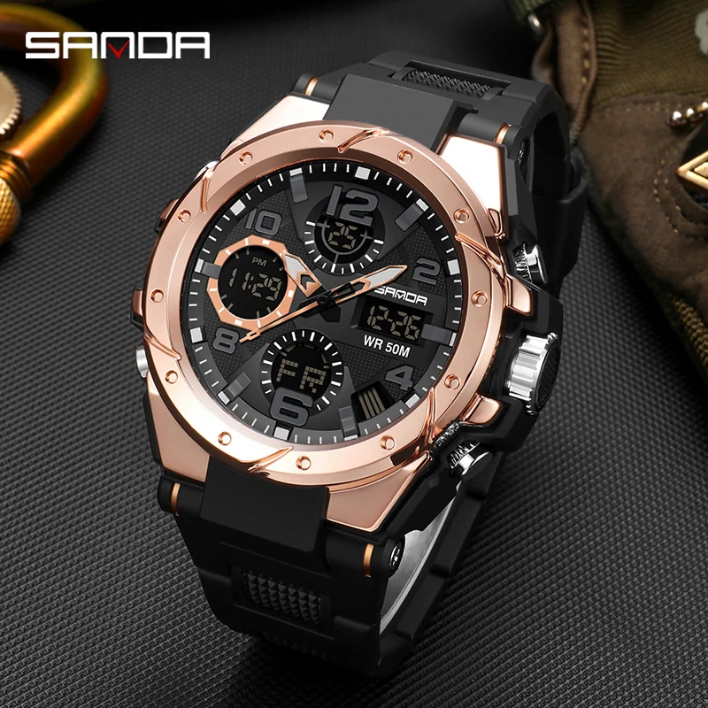 

Sanda Multi-Function Time Along Sports Men's Watch Electronic Luminous Display Dual Time Zone Student Trend Quartz Watch